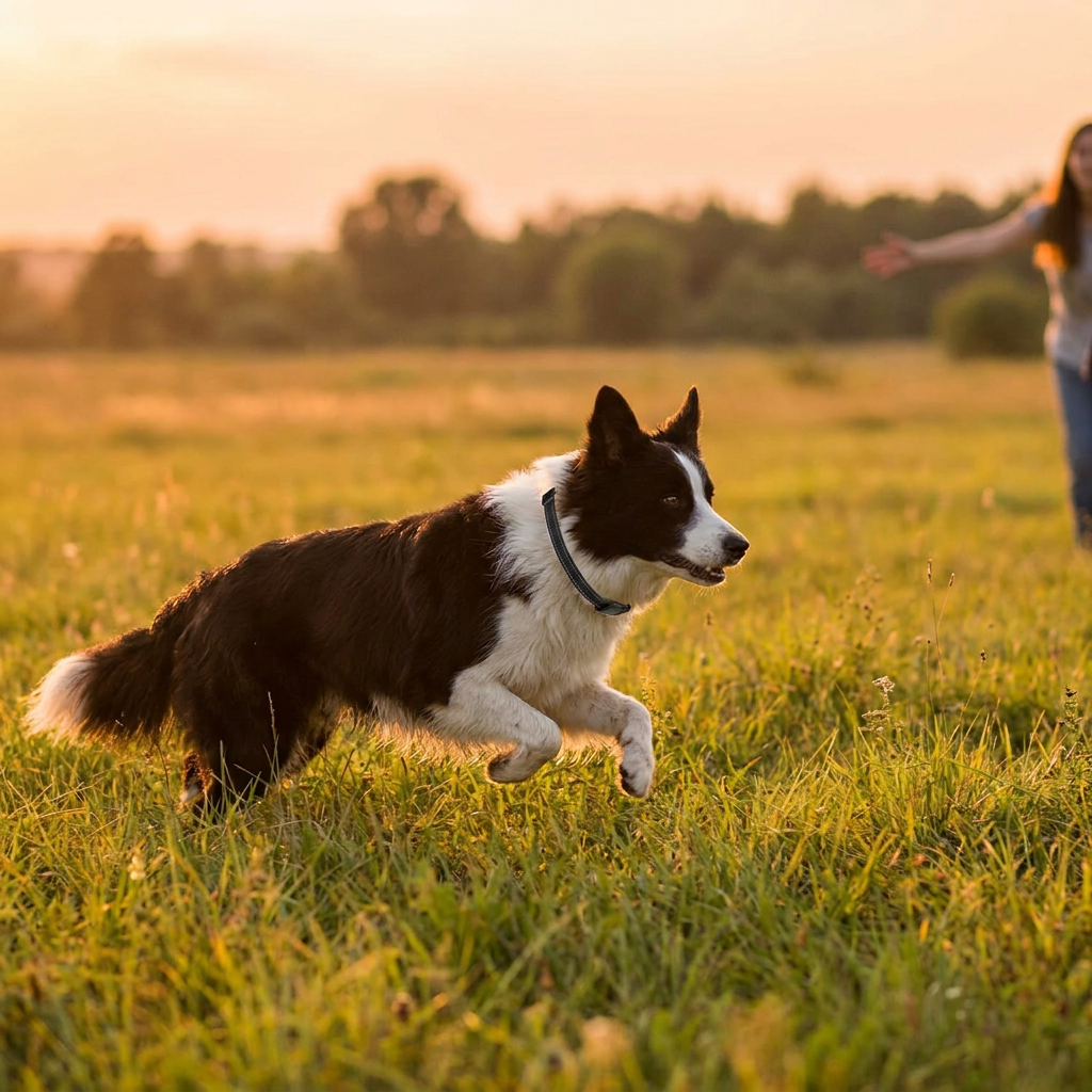 Border Collie running back to owner off leash, one of the best dog breeds for off leash training - INVIROX