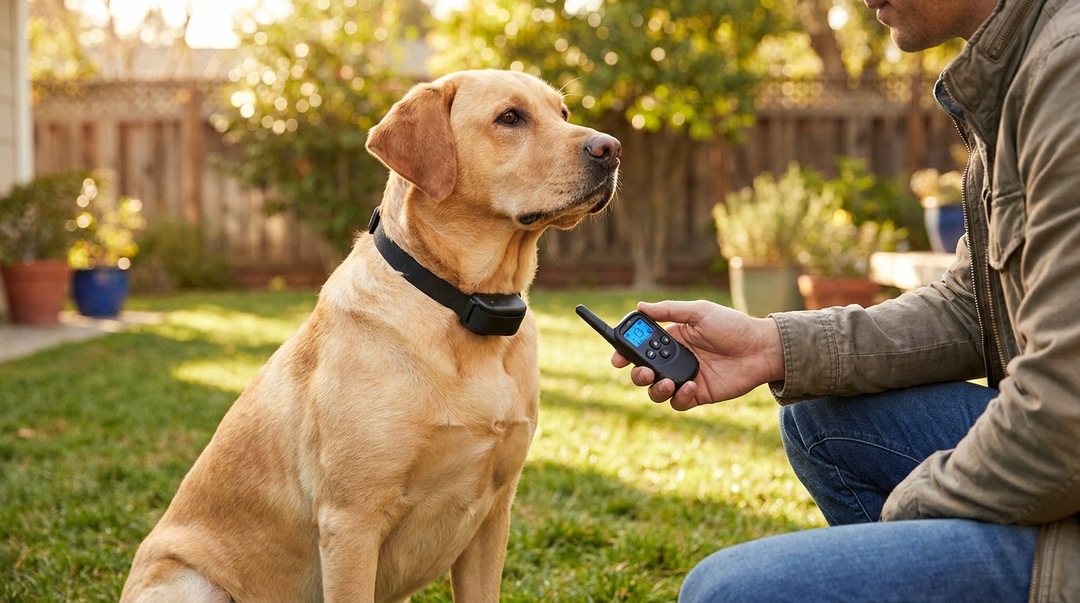 Owner training a Labrador with an INVIROX remote e-collar - best dog training collar 2026 guide