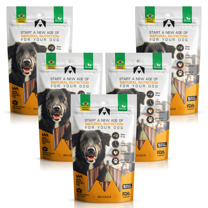 25 - Bully-Sticks For Dogs - 100% Natural, Grass-Fed Beef, One Ingredient - INVIROX DOG TRAINING GEAR
