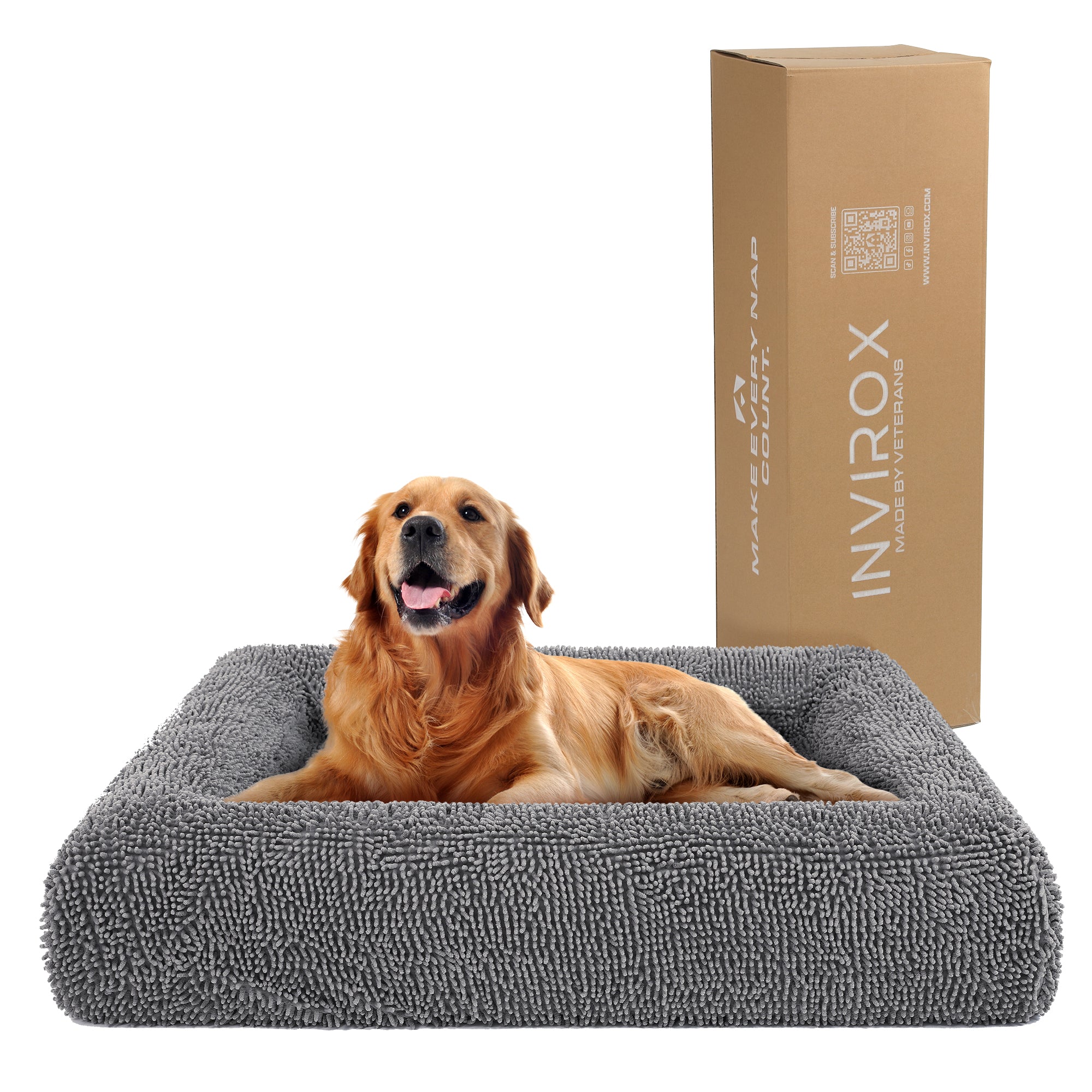 INVIROX - Luxury XL Dog Bed - CertiPur-US Verified - Orthopedic