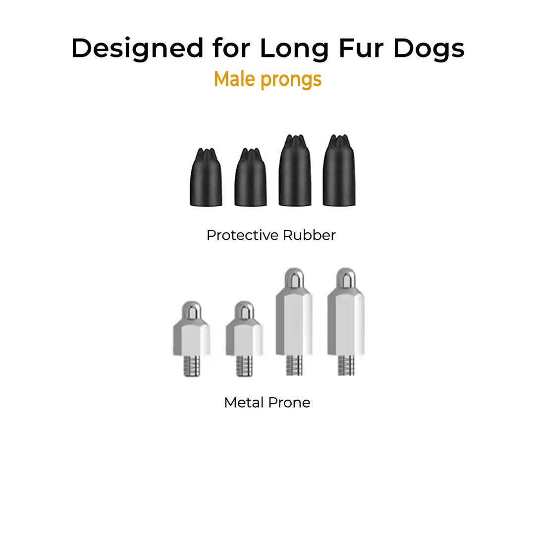 Male Metal Prongs + Rubber Covers Pack for Long-Fur Dogs - INVIROX DOG TRAINING GEAR