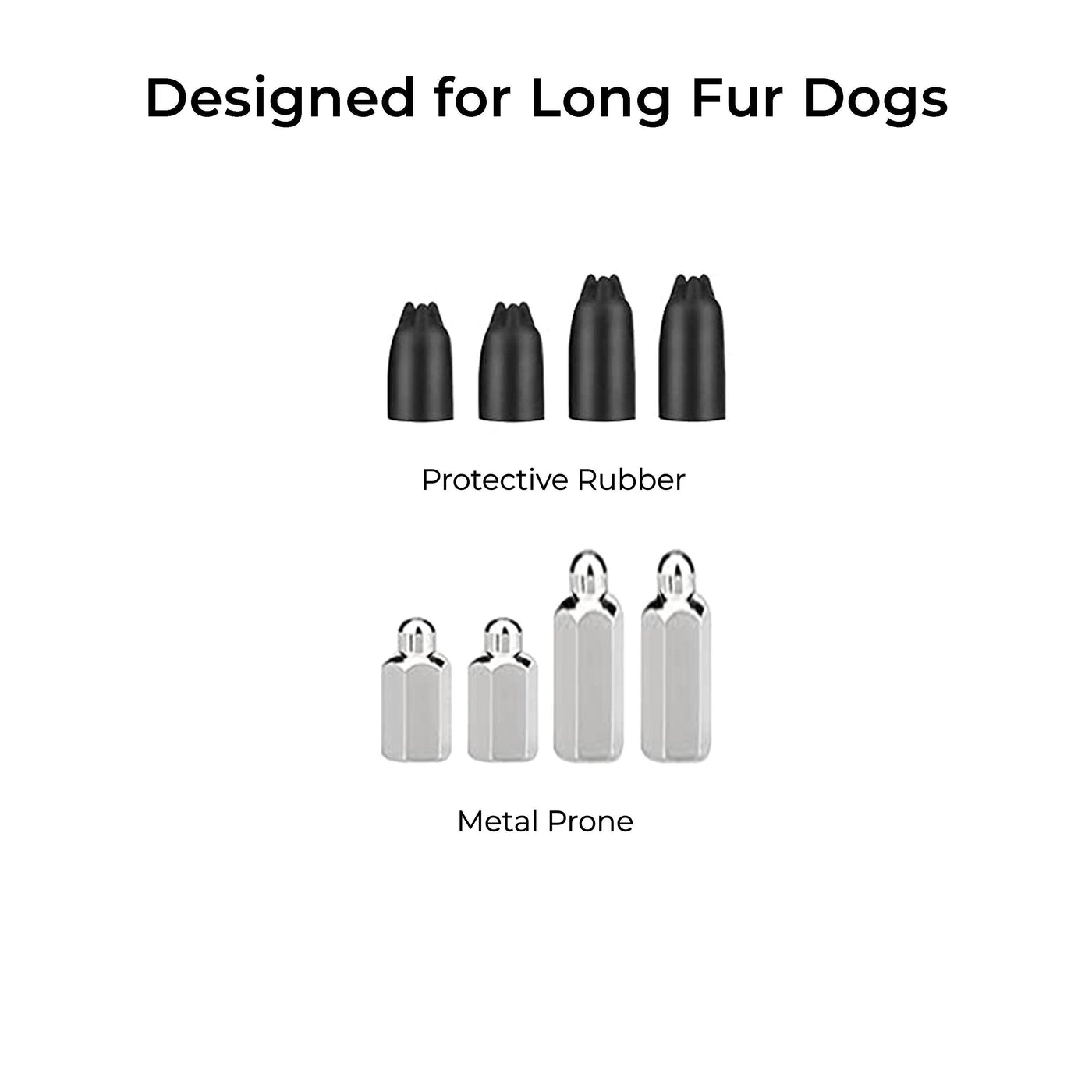 LONG Metal Prongs + Rubber Covers Pack for Long-Fur Dogs